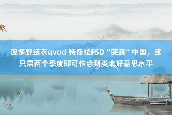 波多野结衣qvod 特斯拉FSD“突袭”中国，或只需两个季度即可作念到类北好意思水平