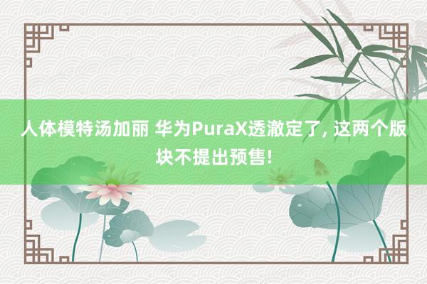 人体模特汤加丽 华为PuraX透澈定了， 这两个版块不提出预售!