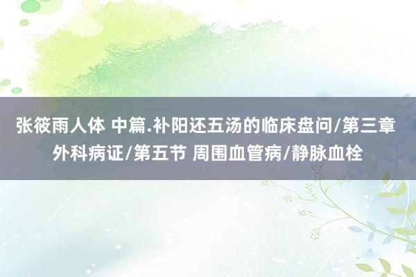 张筱雨人体 中篇.补阳还五汤的临床盘问/第三章 外科病证/第五节 周围血管病/静脉血栓